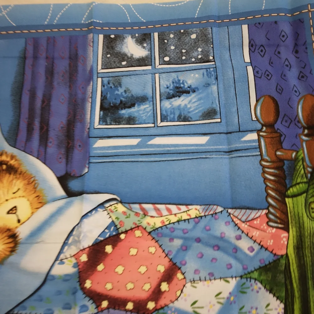 FABRIC PANEL Pillow Panel GOODNIGHT! Featuring A Sweet Sleeping Teddy Bear